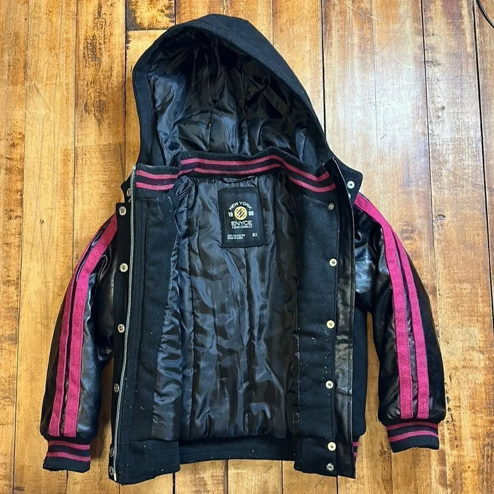 ENYCE NY Jacket size 6 varsity jacket black unisex Letterman 90s Y2K streetwear